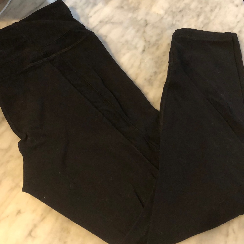 Athleta black leggings with mesh trim
